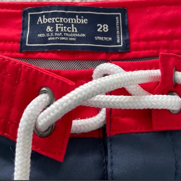 Abercrombie & Fitch Swim Shorts - Red Waistband, Blue Body - Picture 3 of 5